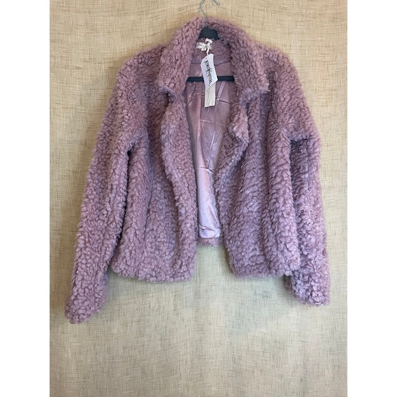 Between Sisters The Annie Jacket Rose Pink Plush Sherpa Coat Oversized Large - Picture 1 of 9